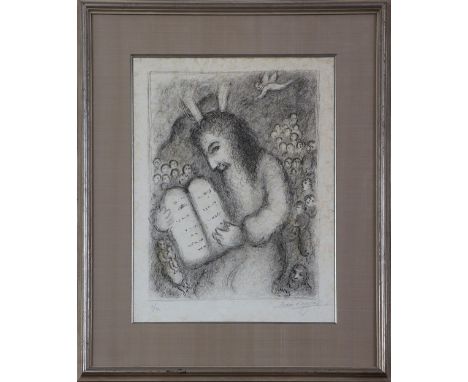 Lithografie, ¨Moses¨ (1979), unten rechts handsigniert ¨Marc Chagall¨, Ex. 3/50, ca. 59,5x44,5cm (in Passepartout), gerahmt (