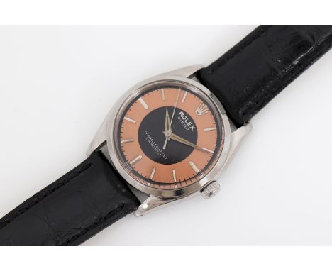 1930/40er Jahre, Kaliber 1030, Werk Automatik, Zentralsekunde, rundes Edelstahlgehäuse (D 33mm), bicolor Zifferblatt (schwarz