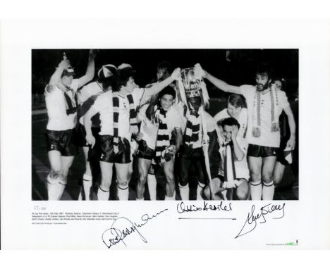 Tottenham Multi signed limited edition black and white print. Signatures from Steve Perryman, Ossie Ardiles and Ricardo Villa