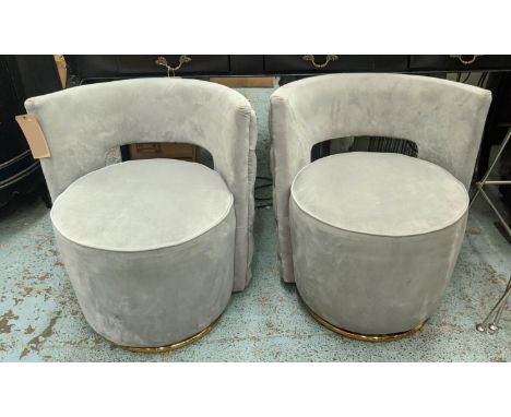 SIDE CHAIRS, a pair, 67cm x 70cm, 1950s Italian style, swivel base, button back detail. (2) 