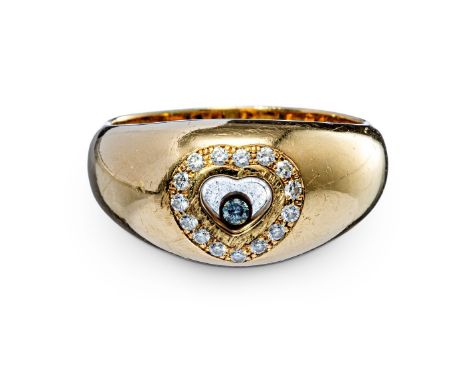 Chopard-"Happy Diamonds"-Bandring  750/f. Gold. Ausgefasst mit kleinem eingelassenem Herz mit Sichtfenster, darin ein bewegli