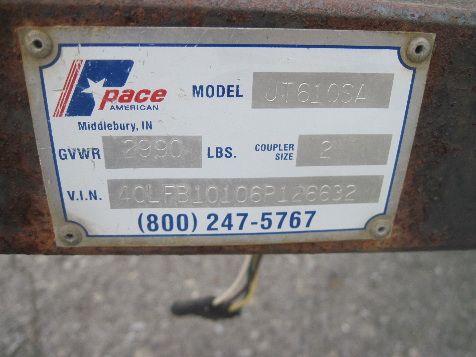 2006 Pace American JT610SA Tag Trailer, 10' enclosed, swing rear doors