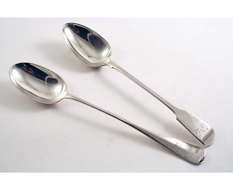 AN EDWARDIAN HANOVERIAN PATTERN BASTING SPOON with a plain rattail, initialled "W", by W& R. Sorley (of Glasgow), Sheffield 1