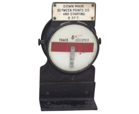 Great Western Railway brass cased circular track circuit banner repeater complete with ivorine plate DOWN MAIN BETWEEN POINTS