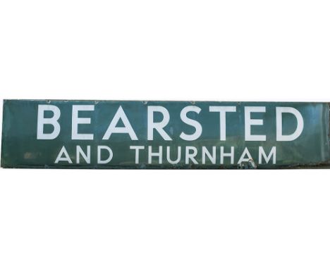 Southern Railway enamel running in board BEARSTED AND THURNHAM from the former South Eastern &amp; Chatham Railway station be