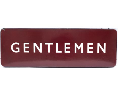 BR(M) FF enamel railway station sign GENTLEMEN. In very good condition with minor edge chipping, measures 36in x 12in.