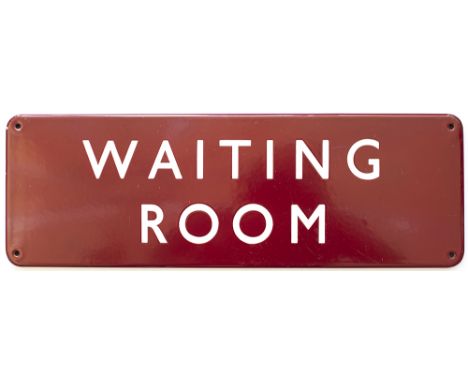 BR(M) FF enamel doorplate WAITING ROOM. In excellent condition. Measures 18in x 6in.