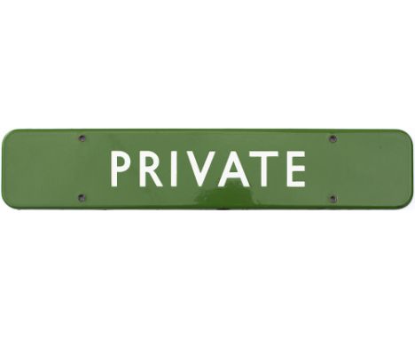 BR(S) FF enamel doorplate PRIVATE. In excellent condition complete with brass eyelets, measures 18in x 3.5in. This is the lig