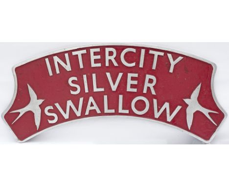 Headboard INTERCITY SILVER SWALLOW as used on one of the mainline HST Diesel charters in the 1990's. Cast aluminium with moun