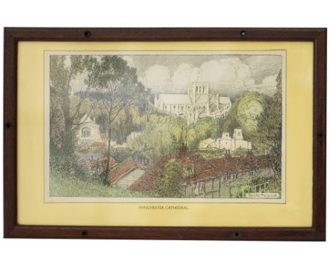 Carriage Print WINCHESTER CATHEDRAL by Donald Maxwell from the Original Southern Railway series, issued in 1936. In an origin