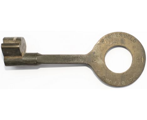 Tyers No9 bronze single line Key Token DERBY ROAD - WESTERFIELD. Configuration A. from the former Great Eastern Railway secti