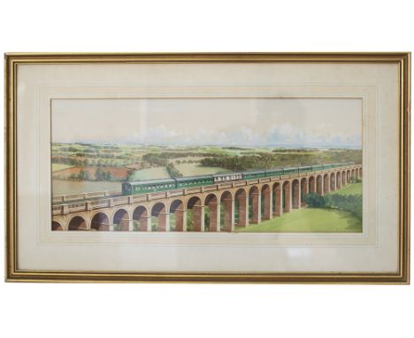 Original artwork by Richard Ward for the Southern Region carriage print DIRECT ELECTRIC SERVICES LONDON - BRIGHTON showing a 