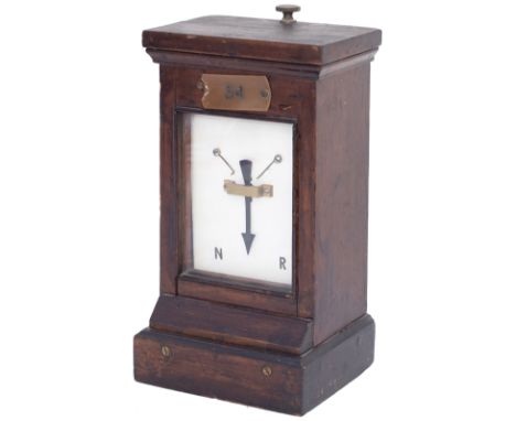 Great Western Railway mahogany cased signal box point repeater, face marked N &amp; R ( Normal and Reverse ) and celluloid pl