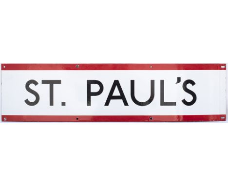 London Transport enamel frieze sign ST. PAUL'S. In very good condition measures 35in x 9in.