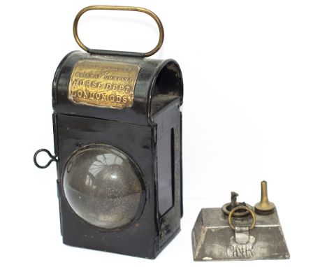 Great Northern Cartage lamp. Brass plated GREAT NORTHERN RAILWAY COMPANY HORSE DEPT LONDON GDS. In very good condition comple