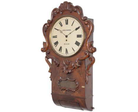 Great North of Scotland Railway 12 inch mahogany cased drop dial trunk railway clock. The chain driven English fusee movement