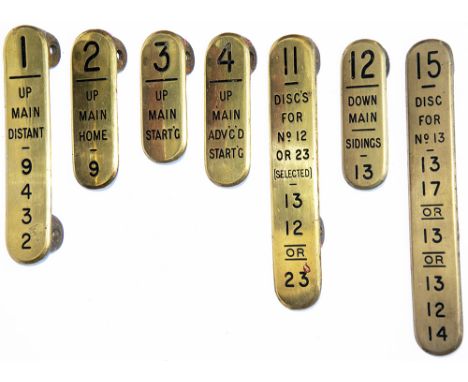 GWR signal lever leads x7: 1 UP MAIN DISTANT, 6.75in; 2 UP MAIN HOME, 4.5in; 3 UP MAIN START'G, 4in; 4 UP MAIN ADV'C'D START'