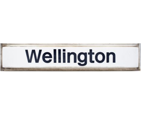 British Railways perspex platform light cover WELLINGTON. IN very good condition measures 39in x 7.5in.