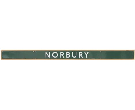 Southern Railway enamel seat back NORBURY from the former London Brighton &amp; South Coast Railway station between Streatham