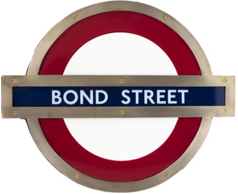 London Underground miniature type enamel target/bullseye sign BOND STREET. In very good condition and complete with original 