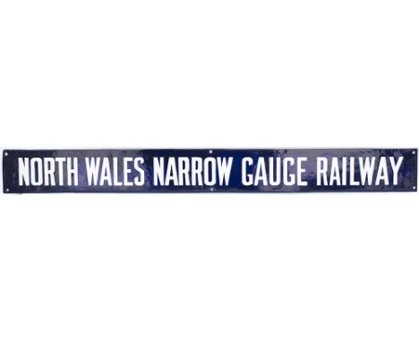 NORTH WALES NARROW GAUGE RAILWAY double royal full title enamel poster board heading. In good condition with some expertly ex