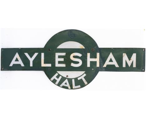 Southern Railway enamel target station sign AYLESHAM HALT from the former South Eastern &amp; Chatham Railway station between