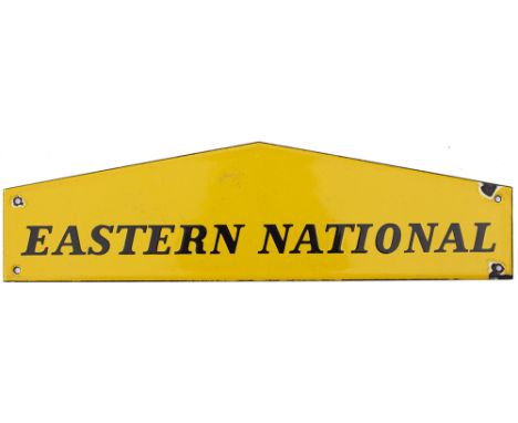 Motoring Bus enamel poster board heading EASTERN NATIONAL. In very good condition with minor edge chipping, measures 11in x 3