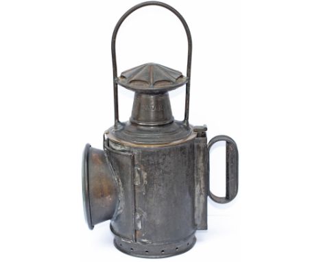 North London Railway 3 Aspect Handlamp marked NLR on the reducing cone. Complete with all glasses, correct vessel and burner.