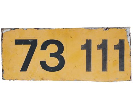 Flamecut number panel 73111 ex British Railways Electro Diesel locomotive built by English Electric Company as works number 3