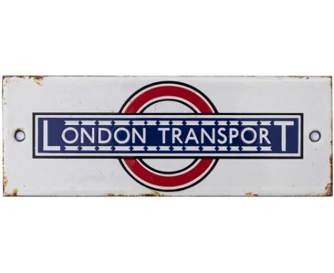 London Transport enamel Timetable poster heading. In excellent condition measures 8.25in x 3in, this is the earlier pattern.