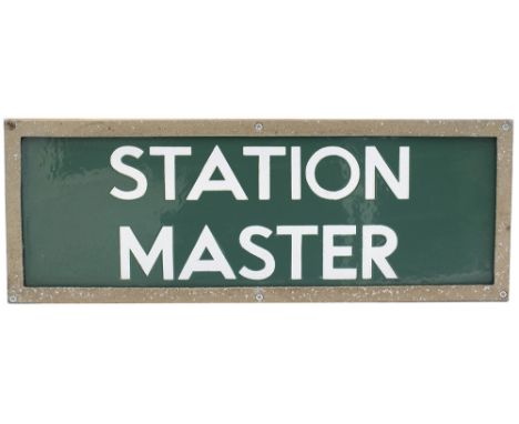 Southern Railway enamel doorplate STATION MASTER. In excellent condition complete with original cast aluminium frame. Measure