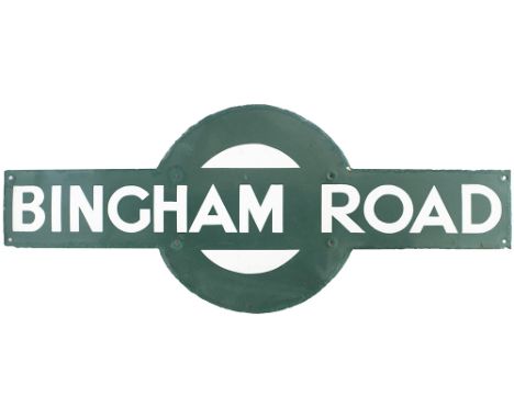 Southern railway enamel target station sign BINGHAM ROAD from the former South Eastern and London Brighton &amp; South Coast 