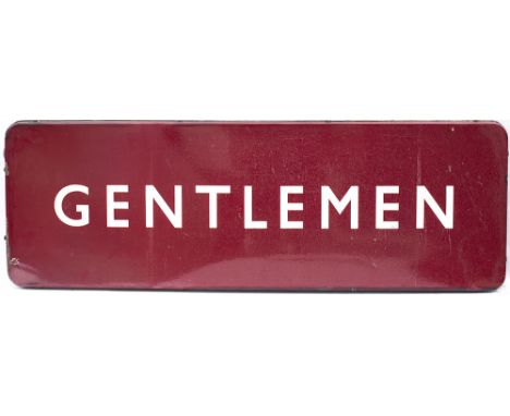 BR(M) FF enamel railway sign GENTLEMEN. Double sided both sides in good condition with minor face chipping, measures 36in x 1