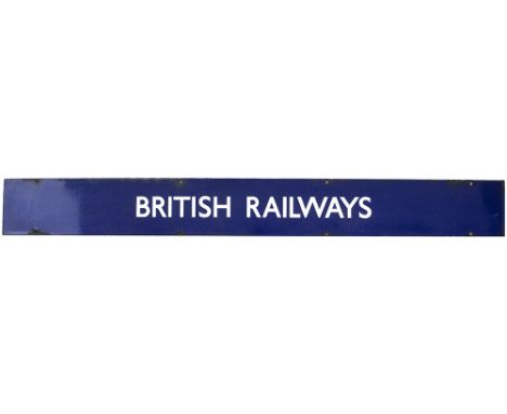 BR(E) enamel Quad Royal poster board heading BRITISH RAILWAYS. In good condition with minor edge chipping, measures 50.5in x 