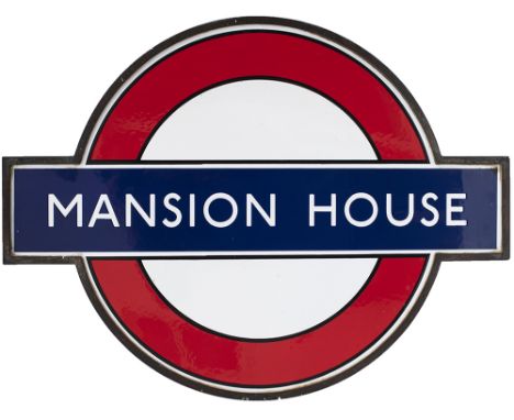 London Transport Underground enamel target/bullseye sign MANSION HOUSE. This pre war one piece sign is in very good condition