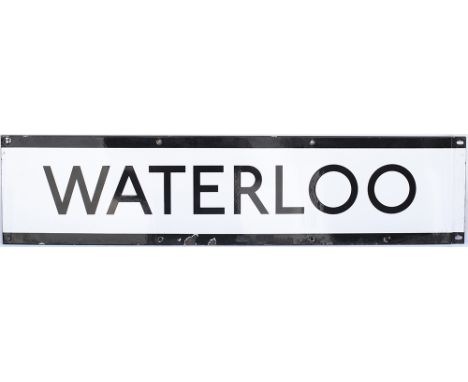 London Transport enamel frieze sign WATERLOO. In good condition with some chipping measures 38.5in x 9in. 