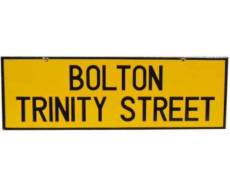 LMS enamel lamp tablet BOLTON TRINITY STREET. From the former Midland and Lancashire &amp; Yorkshire railway station between 
