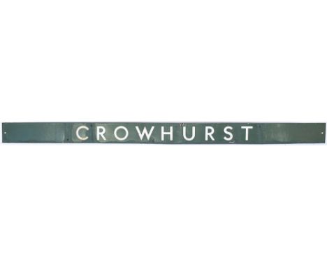 British Railways Southern Region enamel seat back CROWHURST from the former South Eastern and Chatham Railway station between