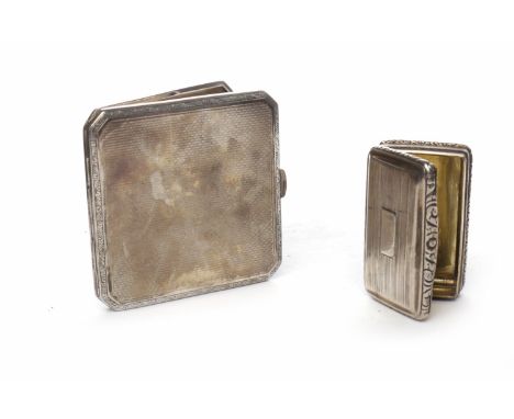 GEORGIAN SILVER SNUFF BOXwith engine turned panels and cast foliate borders, gilded interior, maker TS, Birmingham 1797, 6cm 