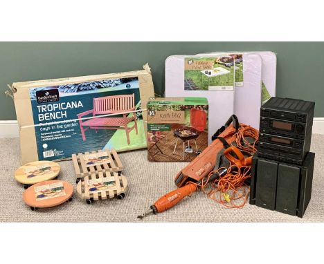GARDEN &amp; HOUSEHOLD ASSORTMENT - to include kettle BBQ, garden bench, JVC stereo system, Flymo tools ETC E/T