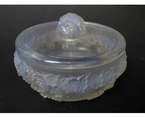 Circa 1927 a Rene Lalique 'Premeveres' pattern powder box and lid, marked R Lalique, France