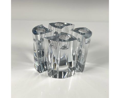 Clear thick crystal set. Designed by Karim Rashid, features four identical free standing shapes cluster forming a cylinder. O