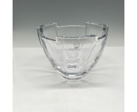 Paneled crystal design with high and low step ridge. Orrefors acid and sticker mark. Issued: 21st centuryDimensions: 5"H x 6.