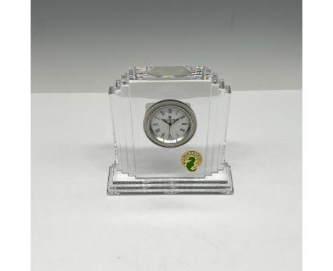 Architectural crystal desk clock design was influenced by metropolitan area buildings. CTRE 2005 etched on top. Waterford mar