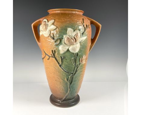 Handled floor vase including raised mark Roseville USA 18". Matte finish. Issued: 20th centuryDimensions: 13.5"L x 10.75"W x 