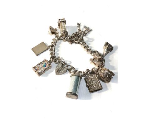 Vintage silver charm bracelet 52g 