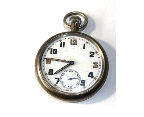 Military pocket watch G.S.T.P S 044435 winds and ticks but no warranty given 
