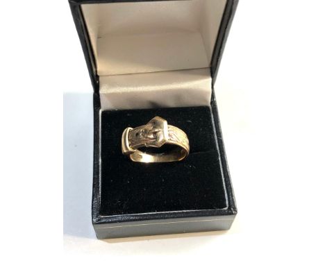 Vintage 9ct gold buckle ring London gold hallmarks weight 7.2g 