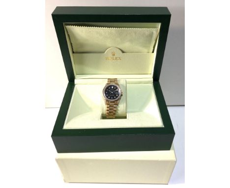 Boxed gents Rolex 18ct gold diamond dial / bezal and case black dial rolex  oyster perpetual datejust superlative chronometer