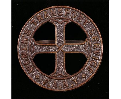 World War Two Womens Transport Service F.A.N.Y. (First Aid Nursing Yeomanry) cap badge, marked J.R Gaunt, London. Two blades 
